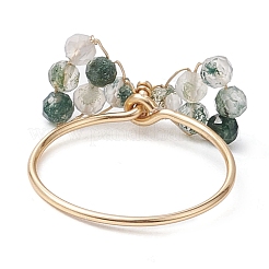 3Pcs 3 Styles Bowknot Natural Apatite & Moss Agate & Amethyst Beaded Finger Rings Sets&nbsp;RJEW-TA00148