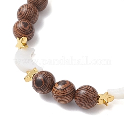 Natural Wenge Wood Round Beads Stretch Bracelets&nbsp;BJEW-JB12587