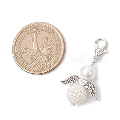 6Pcs 6 Styles Acrylic Imitation Pearl & Glass Pearl Angel Pendant Decorations&nbsp;HJEW-JM03480
