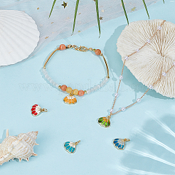 5Pcs 5 Colors Brass Enamel Shell Shape Charms&nbsp;KK-BC0015-42G