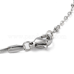 304 Stainless Steel with Plastic Bead Necklaces&nbsp;NJEW-Q335-01A-P