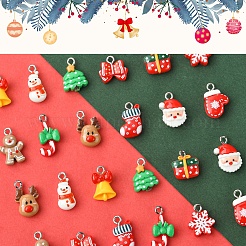 24Pcs 12 Styles Christmas Theme Opaque Resin Pendants&nbsp;RESI-FS0001-86B