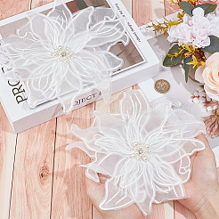 Polyester with Plastic Imitation Pearl Embroidery DIY Accessory&nbsp;DIY-WH20010-34A