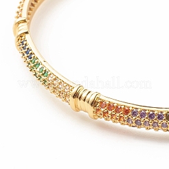 Colorful Cubic Zirconia Hinged Bangle&nbsp;BJEW-B054-14G