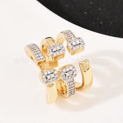 Brass Micro Pave Cubic Zirconia Cuff Rings&nbsp;RJEW-C140-12G