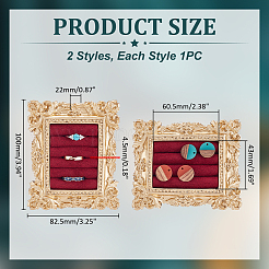 2 Bags 2 Styles Gold Photo Frame Resin Finger Ring Organizer Holder with Velvet Mat&nbsp;ODIS-WR0001-16