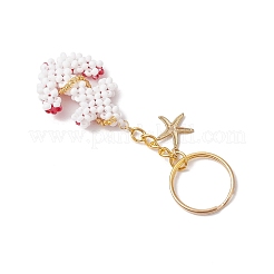 2Pcs Iron Glass Seedbead Keychain&nbsp;KEYC-MZ00034