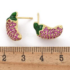 Pepper Brass Micro Pave Cubic Zirconia Stud Earrings&nbsp;EJEW-M077-06G
