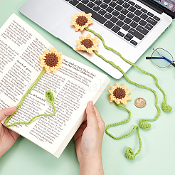 4Pcs Woolen Yarn Crochet Plant Bookmarks&nbsp;AJEW-CP0007-93
