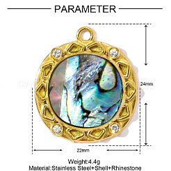 304 Stainless Steel Paua Shell Pendants&nbsp;STAS-OY002-12G
