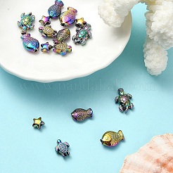 15Pcs 5 Styles Rack Plating Rainbow Color Alloy Beads&nbsp;FIND-YW0006-10