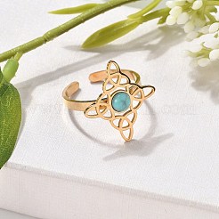 Synthetic Turquoise Finger Rings&nbsp;RJEW-I110-02G-01