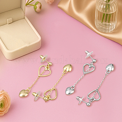 4Pairs 2 Colors Alloy & Iron Dangle Stud Earrings&nbsp;EJEW-HY0001-11