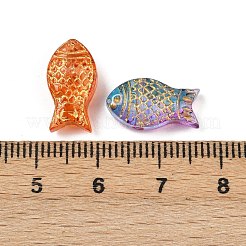 Baking Paint and Golden Metal Enlaced Glass Beads&nbsp;X-DGLA-T004-22M