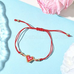 Glass Seed Beads Heart Link Bracelets&nbsp;BJEW-MZ00217