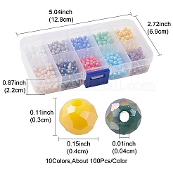 1000Pcs 10 Colors Electroplate Glass Beads Strands&nbsp;EGLA-YW0003-05