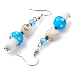 4 Pairs Dyed Synthetic Turquoise and Handmade Lampwork Beads Earrings&nbsp;EJEW-TA00417