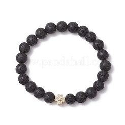Natural Lava Rock Round Beads Stretch Bracelets&nbsp;BJEW-JB11829