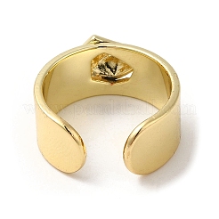 Brass Open Cuff Rings with Diamond Shape Ornament&nbsp;RJEW-Q778-28G