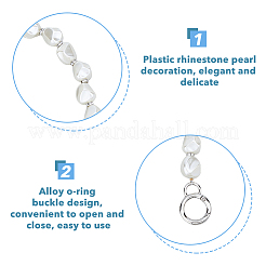 Plastic Pearl Alloy Phone Hand Strap Chains&nbsp;FIND-WH0260-55P