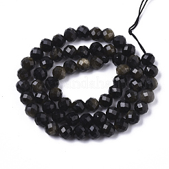Natural Golden Sheen Obsidian Beads Strands&nbsp;G-N328-007
