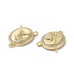 Eco-Friendly Rack Plating Brass Micro Pave Cubic Zirconia Chandelier Components Links&nbsp;KK-F845-11G