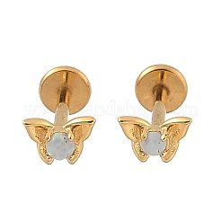 304 Stainless Steel Synthetic Opal Stud Earrings&nbsp;EJEW-B143-01G-05