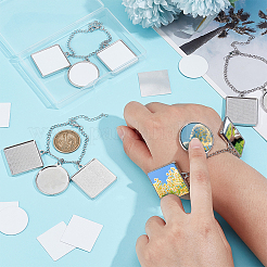 4Pcs Alloy Sublimation Blank Square & Flat Round Charms Bracelets&nbsp;BJEW-PH01797