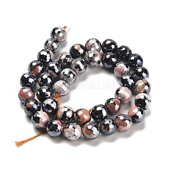 Electroplated Natural Fire Crackle Agate Round Beads Strands&nbsp;G-G0006-A02-01