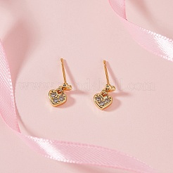 Clear Cubic Zirconia Heart Dangle Stud Earrings&nbsp;EJEW-SZ0001-79