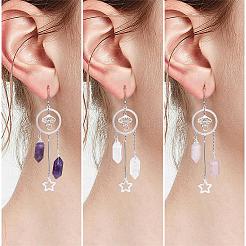 Natural Amethyst Bullet Chandelier Earrings&nbsp;EJEW-SW00017-01