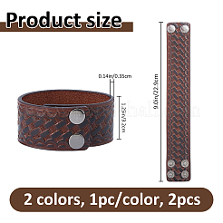 2Pcs 2 Colors Punk Cowhide Cord Bracelets&nbsp;BJEW-FH0001-15