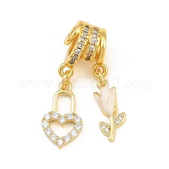 Brass Micro Pave Clear Cubic Zirconia Pendants&nbsp;CU-CBAD306-14G
