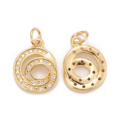 Brass Micro Pave Clear Cubic Zirconia Charms&nbsp;KK-Z023-12G