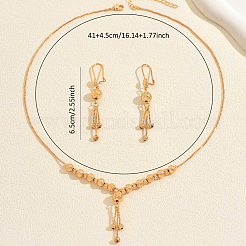 Vintage Brass Round Beaded Tassel Necklace & Earrings for Women&nbsp;EI2858