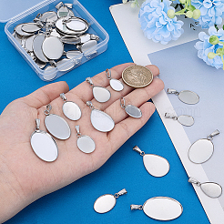 40Pcs 8 Styles 304 Stainless Steel Pendant Cabochon Settings&nbsp;STAS-PH0007-18