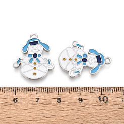 Christmas Rack Plating Alloy Enamel Snowman Pendants&nbsp;ENAM-T024-77A-P