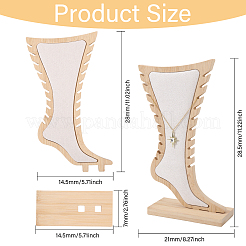 Foot Shaped Bamboo & Velvet Anklet Display Stands&nbsp;ODIS-WH0030-140B