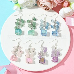 4 Pairs Natural Mixed Stone & Natural Quartz Dangle Earrings for Women&nbsp;EJEW-TA00560