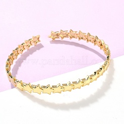Star Brass Cuff Bangles for Women&nbsp;BJEW-C144-01A-G