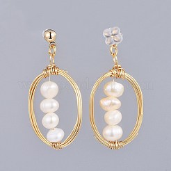 Natural Freshwater Pearl Dangle Stud Earrings&nbsp;EJEW-JE03412-01
