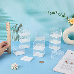 12Pcs Rectangle Transparent Acrylic Minifigures Display Case with White Lid&nbsp;ODIS-FG0002-21