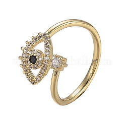 Adjustable Brass Micro Pave Clear Cubic Zirconia Cuff Rings&nbsp;ZIRC-Z002-24G