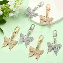 3Pcs Alloy Rhinestone Butterfly Pendant Decorations&nbsp;HJEW-YW00206
