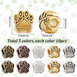 50Pcs 5 Colors Tibetan Style European Beads&nbsp;MPDL-SC0001-09