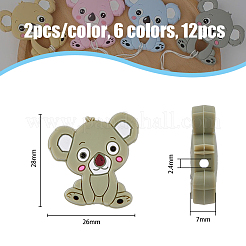 12Pcs 6 Colors Food Grade Eco-Friendly Silicone Beads&nbsp;SIL-HY0001-11