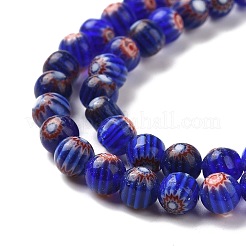 Faceted Millefiori Glass Round Beads Strands&nbsp;LK-P005-10