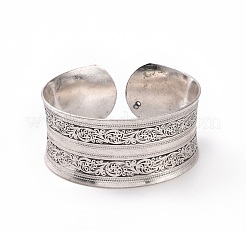 Bohemia Tibetan Style Alloy Thick Open Cuff Bangle for Women&nbsp;BJEW-E002-01AS-04