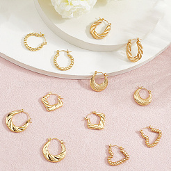 6 Pairs 6 Style 304 Stainless Steel Hoop Earrings for Women&nbsp;EJEW-BBC0001-96
