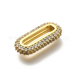 Brass Micro Pave Clear Cubic Zirconia Oval Linking Rings&nbsp;KK-Z093-43G